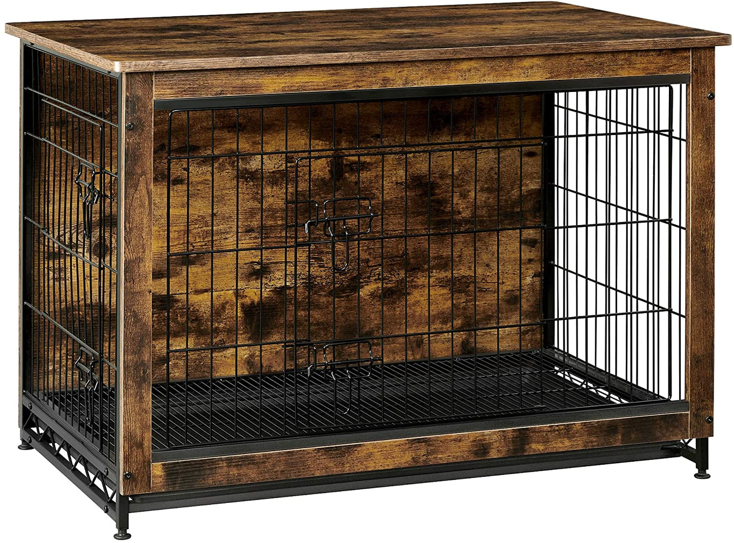 Wooden Dog Crate, Indoor Pet Crate End Table, Dog Furniture with Removable Tray - HWLEXTRA 