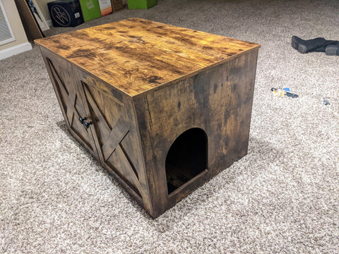 Hidden Cat Litter Box Enclosure, Wooden Cabinet Furniture, Cat Washroom with Doors, Indoor Cat House