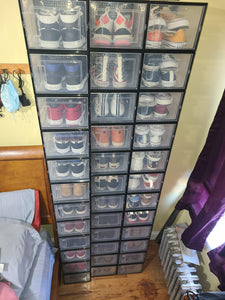 Shoe Boxes, Pack of 18 Clear Plastic Stackable Shoe Organizers, Fit up to US Size 9.5, 9.8 x 13.8 x 7.3 Inches
