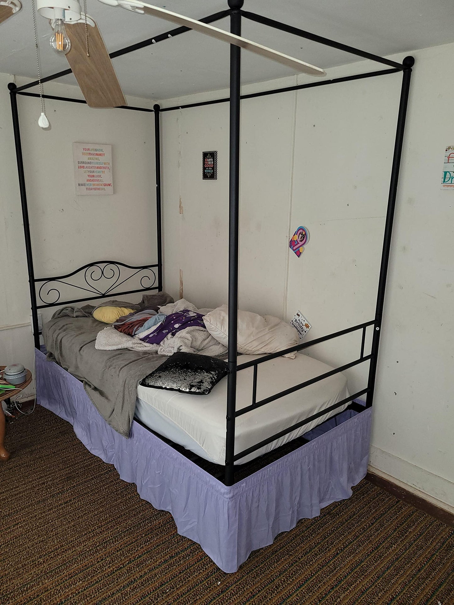 Metal Platform Mattress Foundation, Decorative Headboard & Footboard