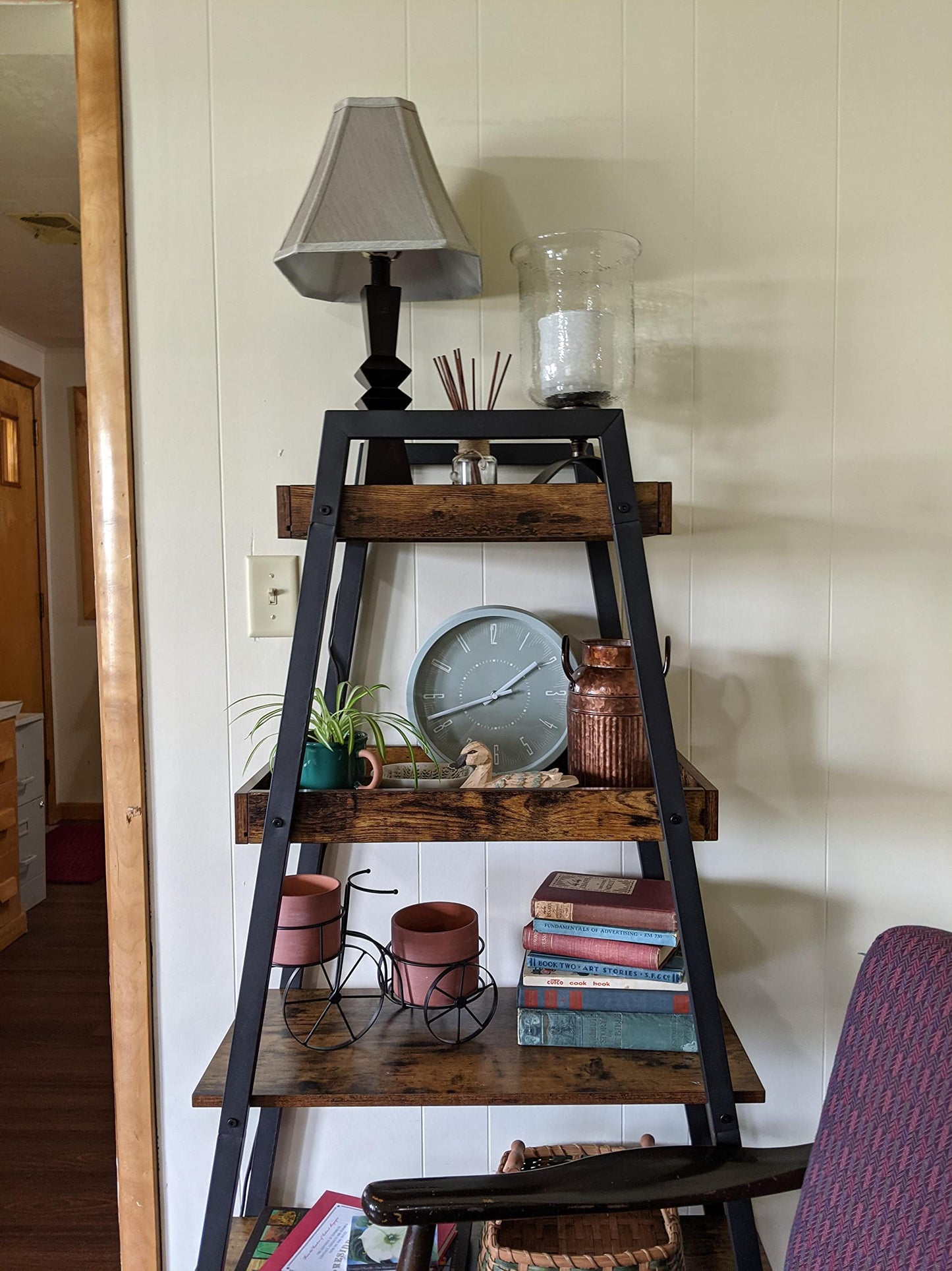 Ladder Shelf, 4 Tier Leaning Bookshelf Storage Bookcase Rack, Plant Stand