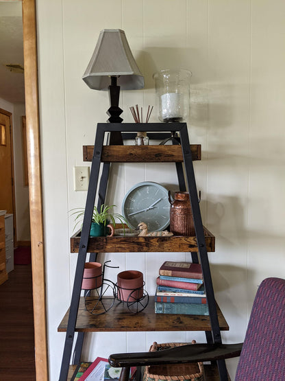 Ladder Shelf, 4 Tier Leaning Bookshelf Storage Bookcase Rack, Plant Stand