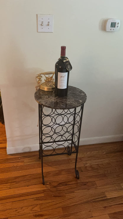 Metal Wine Rack Console Table, Holds 15, Freestanding Floor Bottles Organizer & Display Shelf
