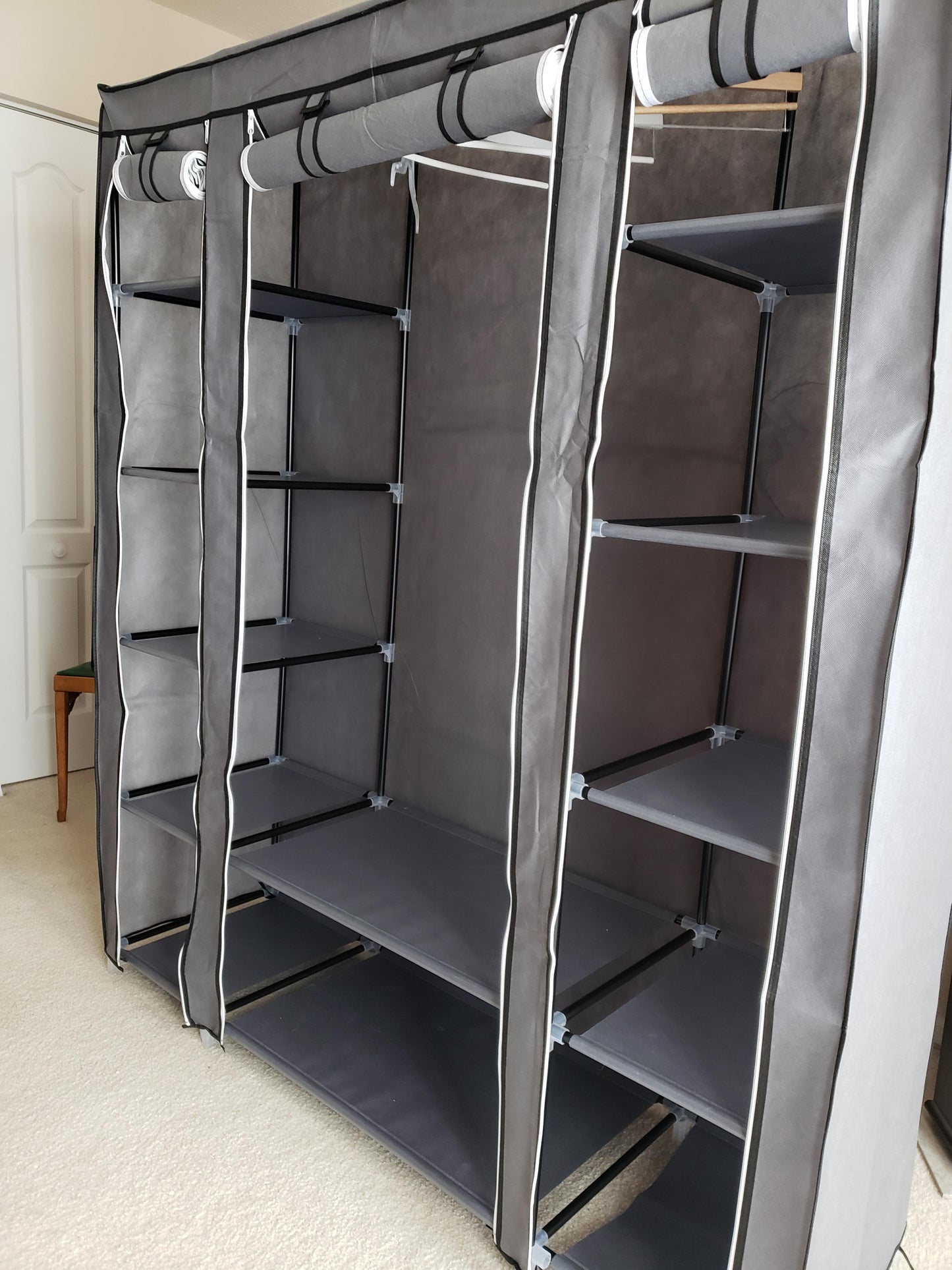 59" Portable Clothes Closet Wardrobe Storage Organizer with Non-Woven Fabric, Quick and Easy to Assemble, Extra Strong and Durable - HWLEXTRA 