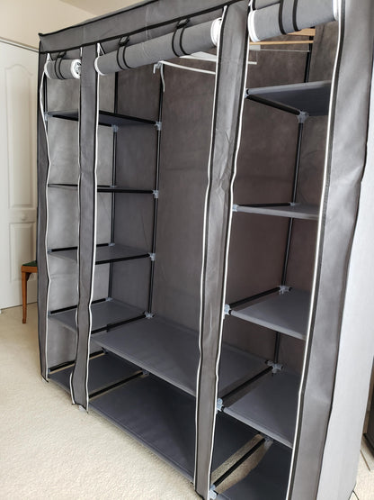 59" Portable Clothes Closet Wardrobe Storage Organizer with Non-Woven Fabric, Quick and Easy to Assemble, Extra Strong and Durable - HWLEXTRA 