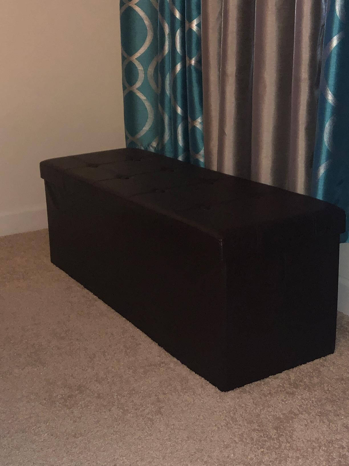 Brown Foldable Storage Ottoman Bench - HWLEXTRA