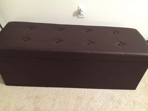 Brown Foldable Storage Ottoman Bench - HWLEXTRA