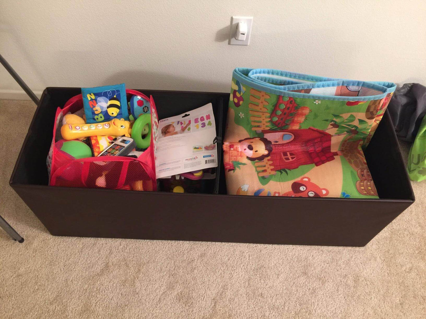 Brown Foldable Storage Ottoman Bench - HWLEXTRA