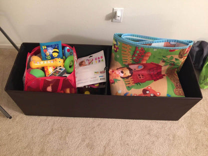 Brown Foldable Storage Ottoman Bench - HWLEXTRA