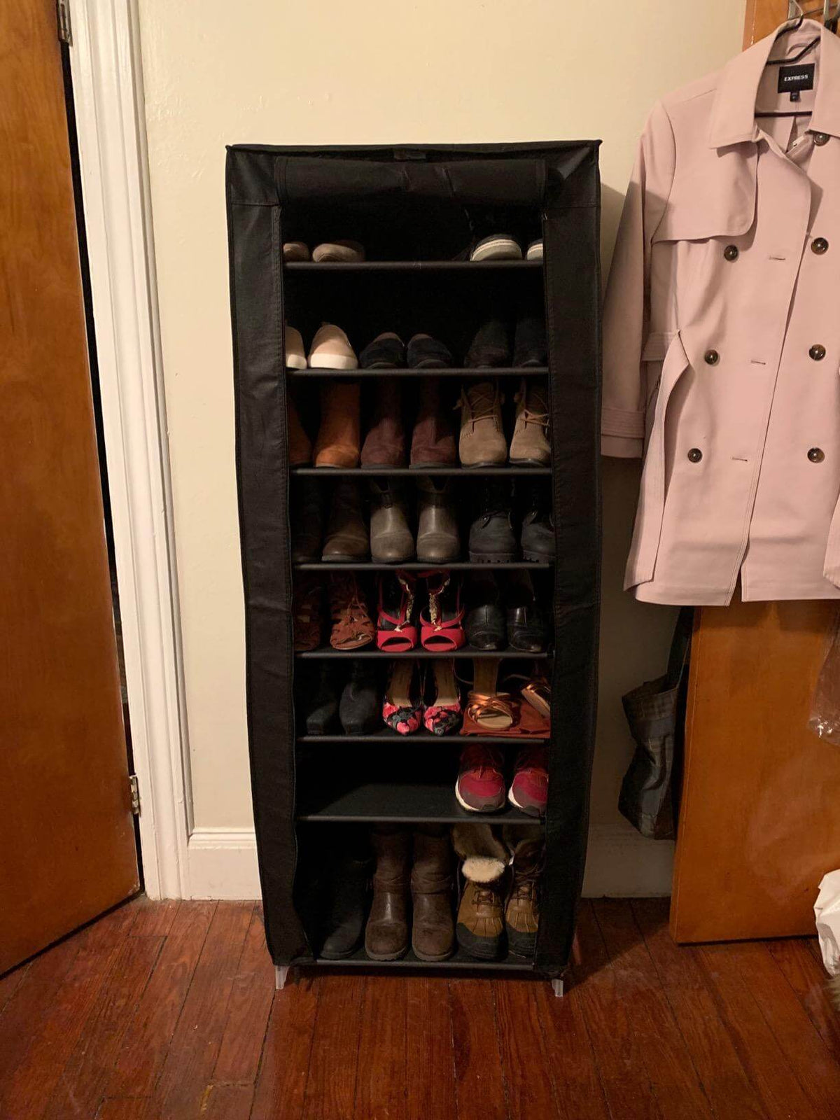 Black Shoe Storage Tower with Cover - HWLEXTRA