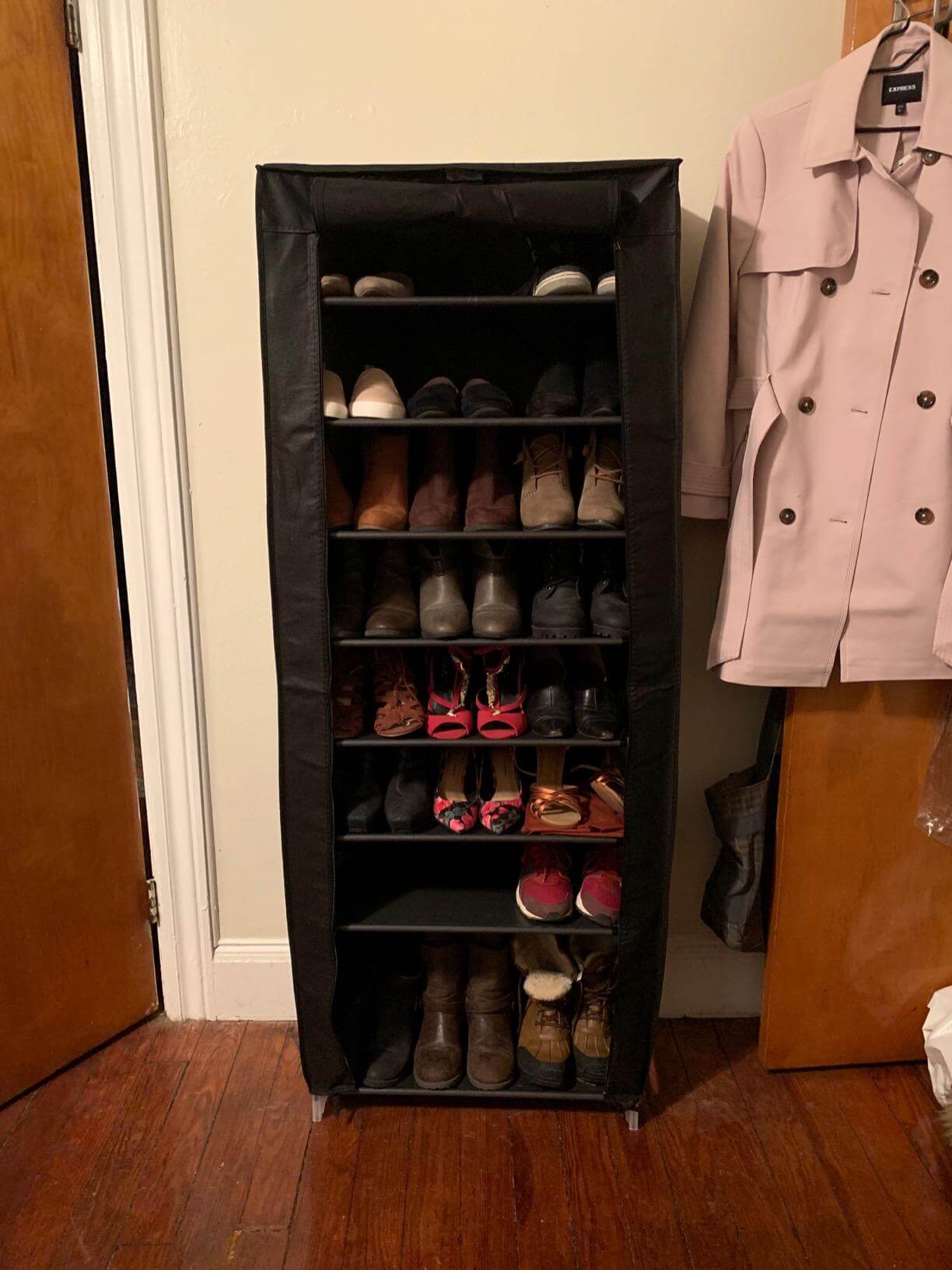 Black Shoe Storage Tower with Cover - HWLEXTRA
