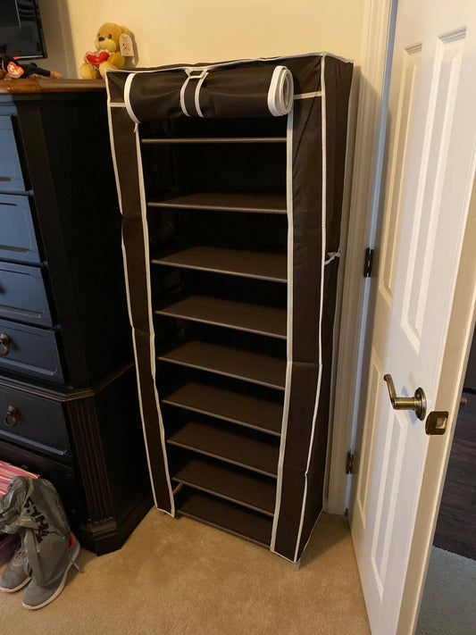 Black Shoe Storage Tower with Cover - HWLEXTRA
