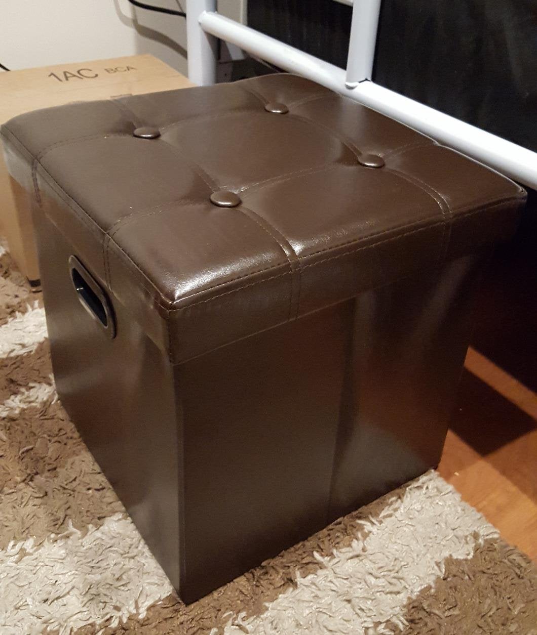 Faux Leather Storage Ottoman - HWLEXTRA