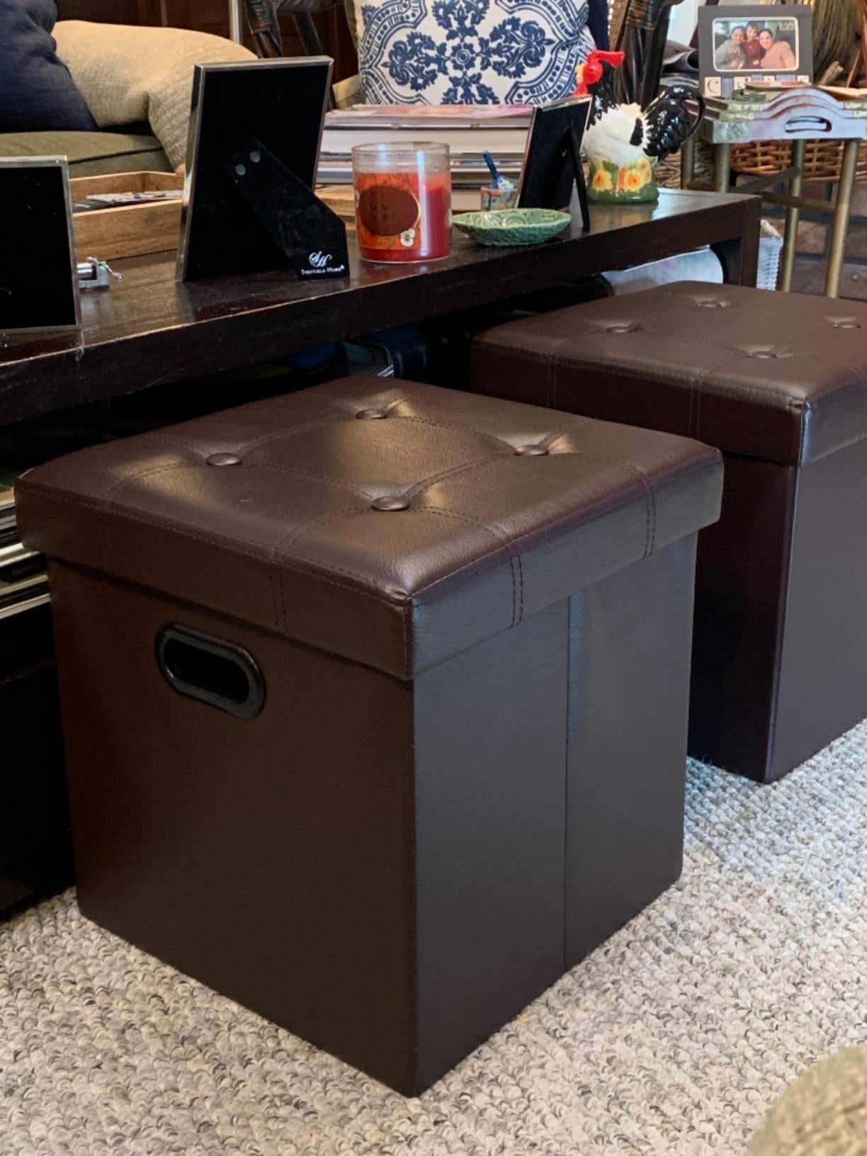 Faux Leather Storage Ottoman - HWLEXTRA