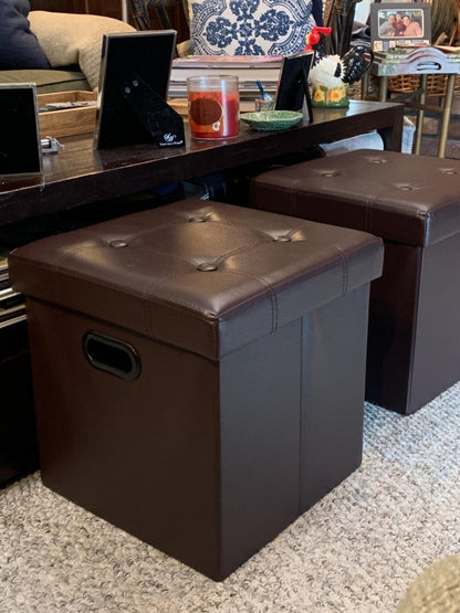 Faux Leather Storage Ottoman - HWLEXTRA