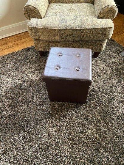 Faux Leather Storage Ottoman - HWLEXTRA