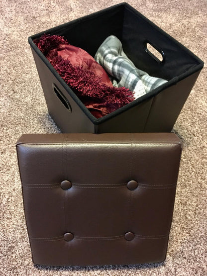 Faux Leather Storage Ottoman - HWLEXTRA