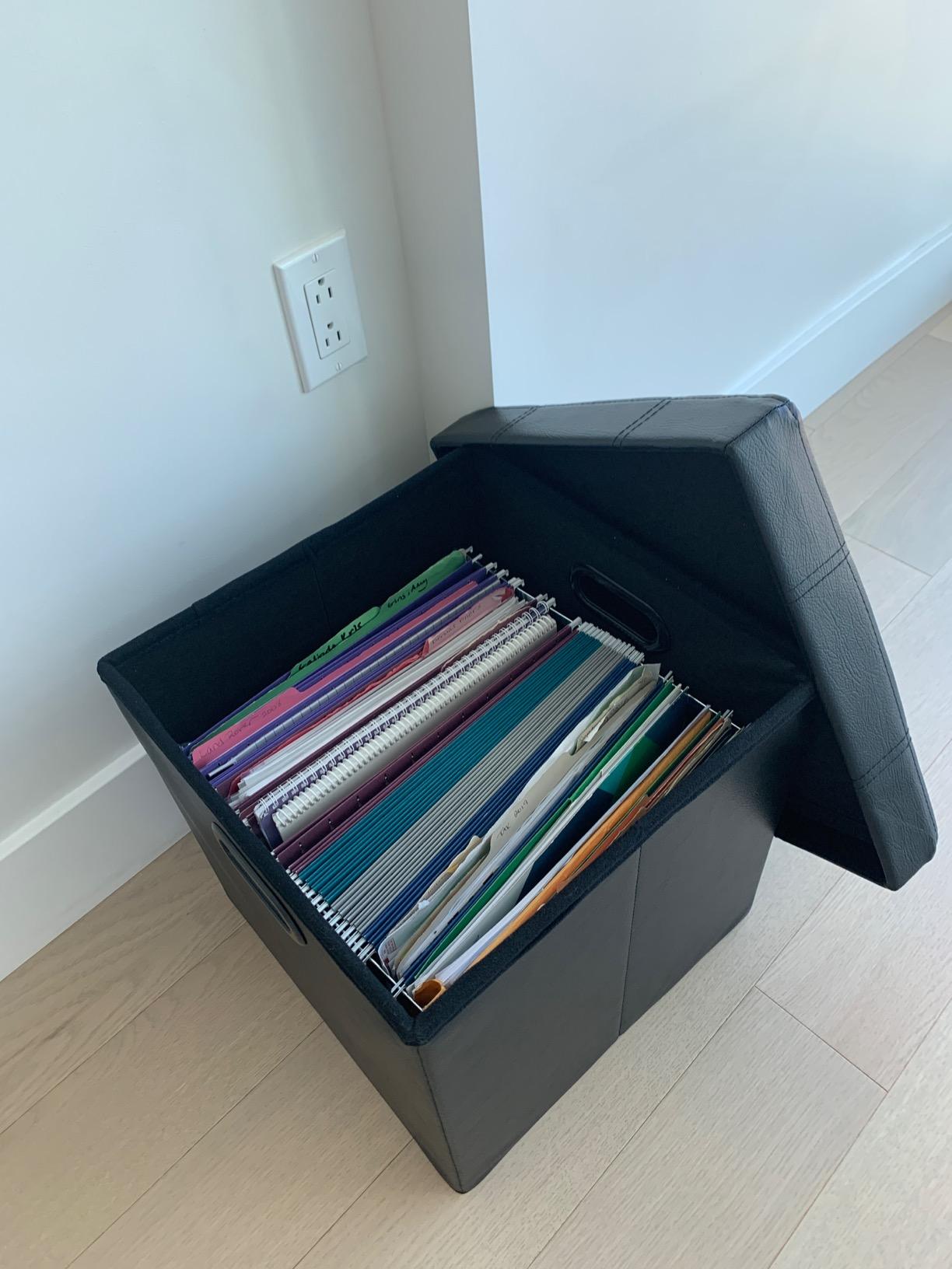 Black Faux Leather Ottoman - HWLEXTRA