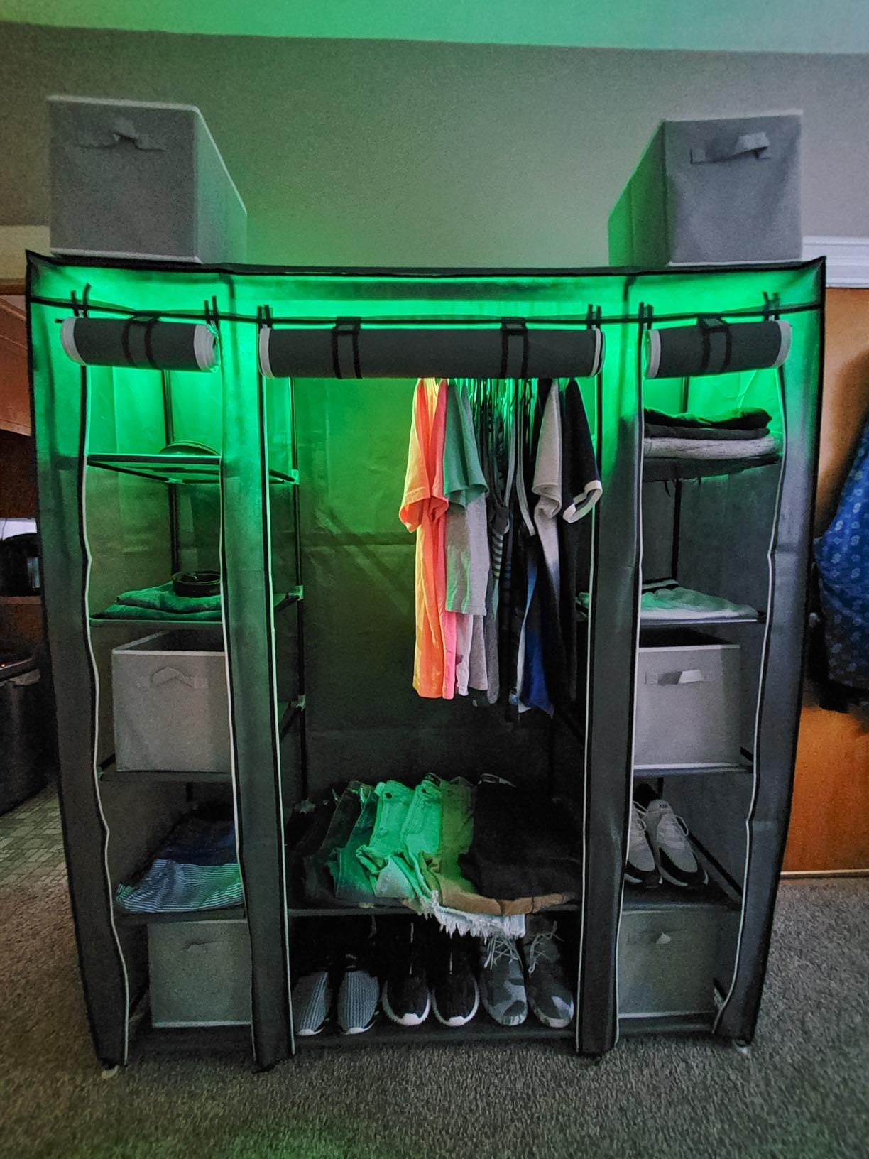 Grey Portable Clothes Closet - HWLEXTRA