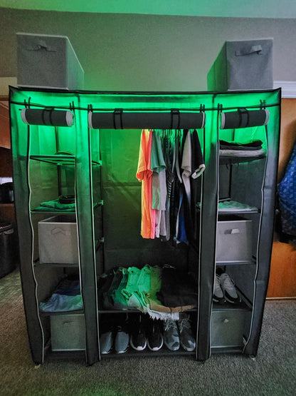 Grey Portable Clothes Closet - HWLEXTRA