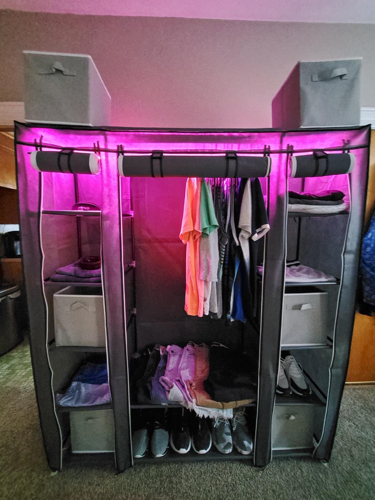 Grey Portable Clothes Closet - HWLEXTRA