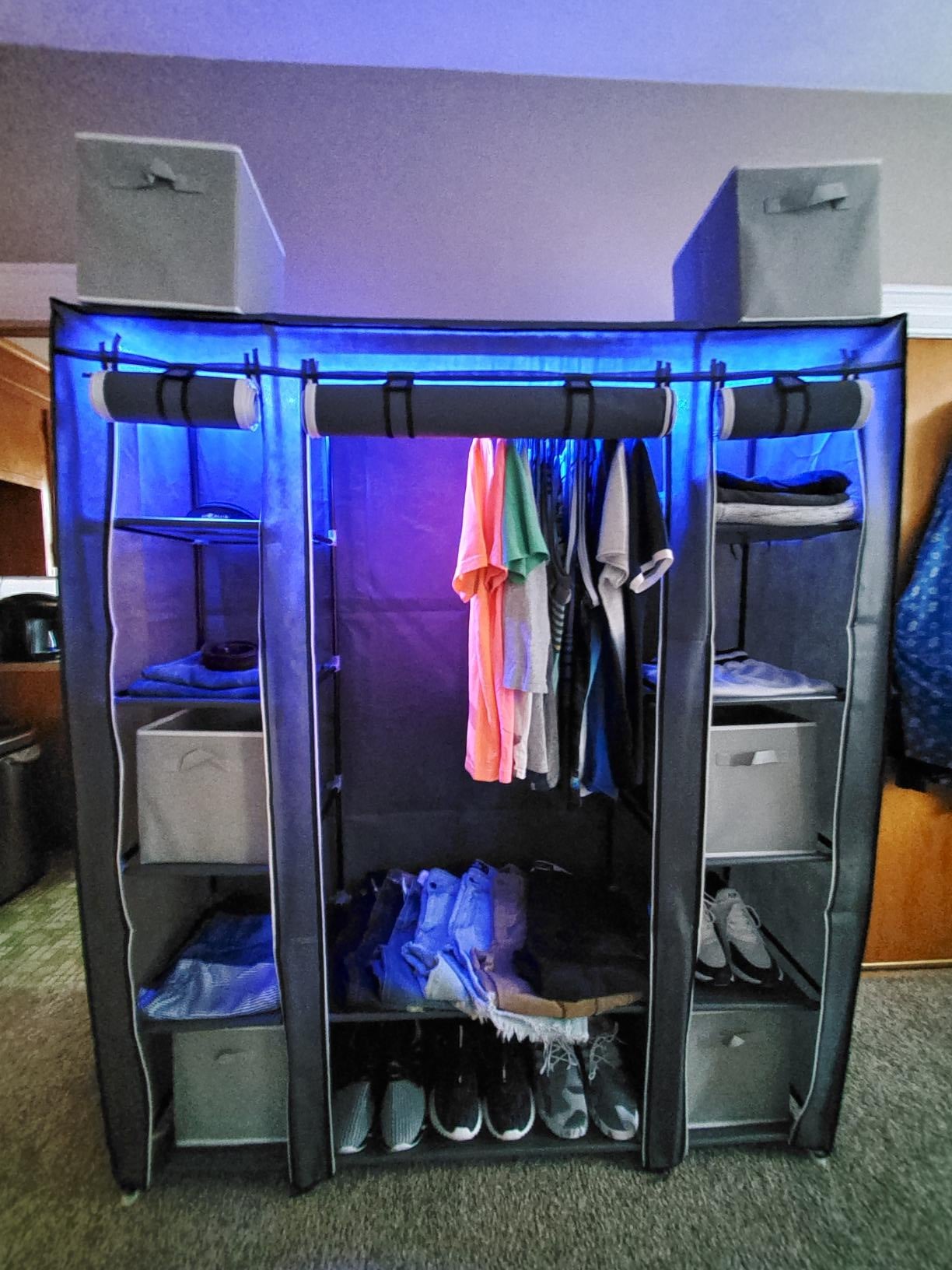 Grey Portable Clothes Closet - HWLEXTRA