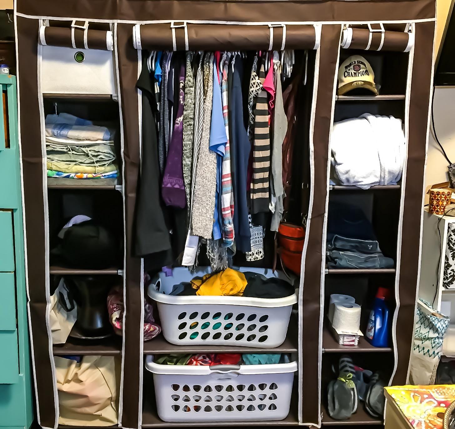 Grey Portable Clothes Closet - HWLEXTRA