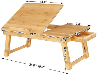 Natural Color Bamboo Adjustable Laptop Desk - HWLEXTRA