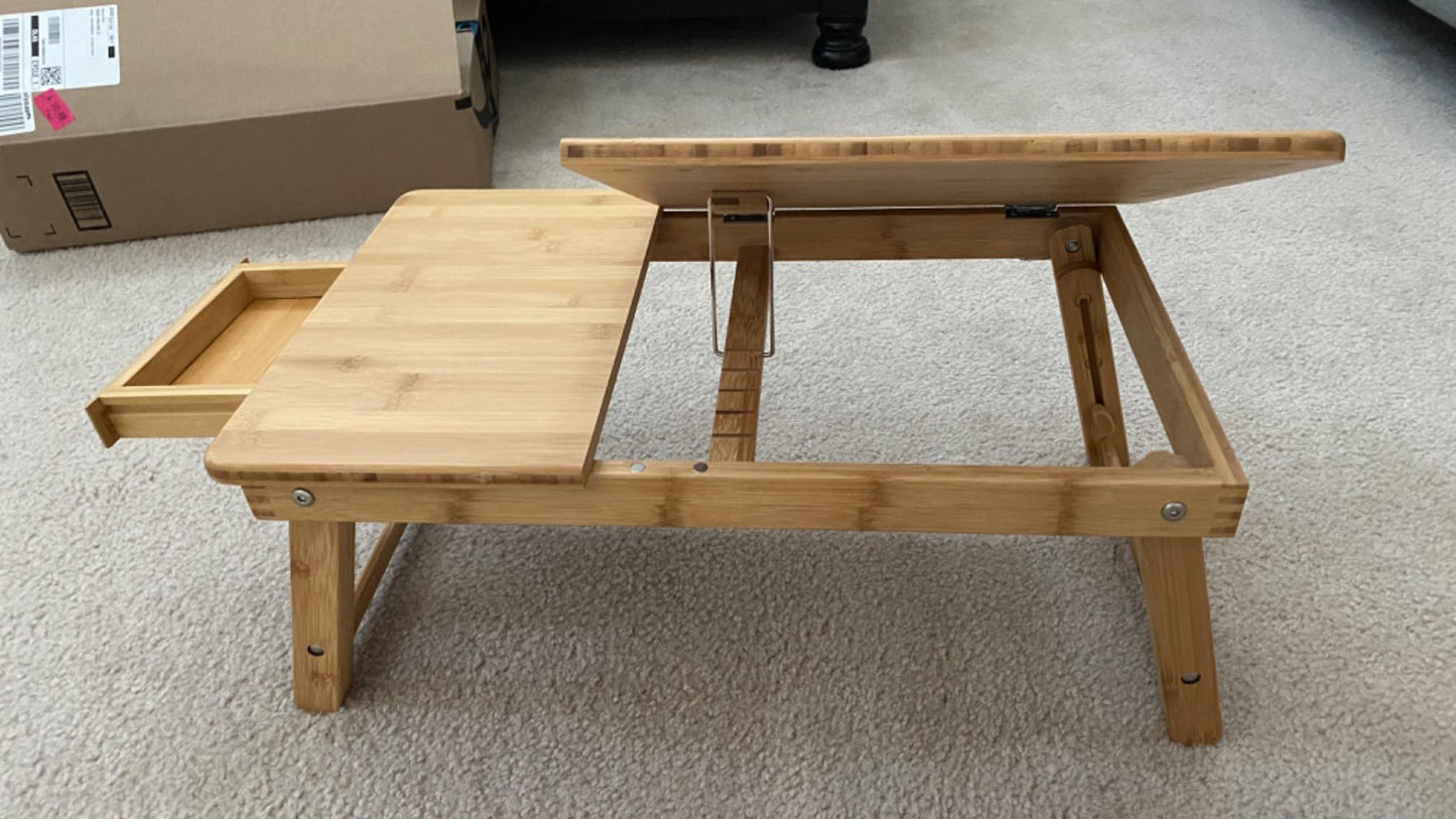 Natural Color Bamboo Adjustable Laptop Desk - HWLEXTRA