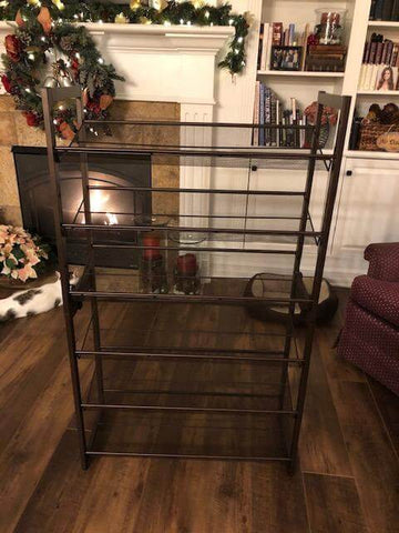 Bronze Metal Shoe Rack with Adjustable Shelves - HWLEXTRA