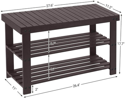 Brown Bamboo Shoe Storage Rack Bench - HWLEXTRA