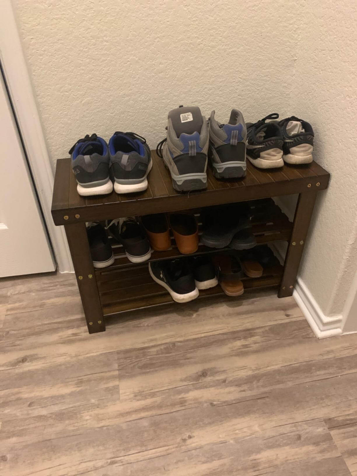 Brown Bamboo Shoe Storage Rack Bench - HWLEXTRA
