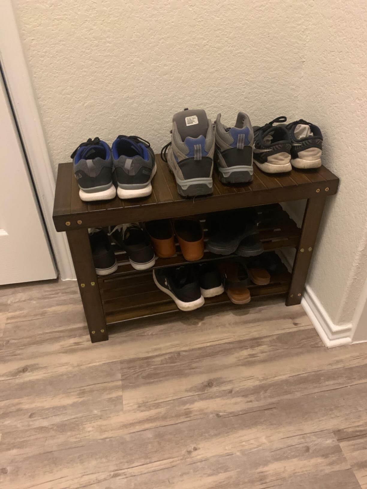 Brown Bamboo Shoe Storage Rack Bench - HWLEXTRA