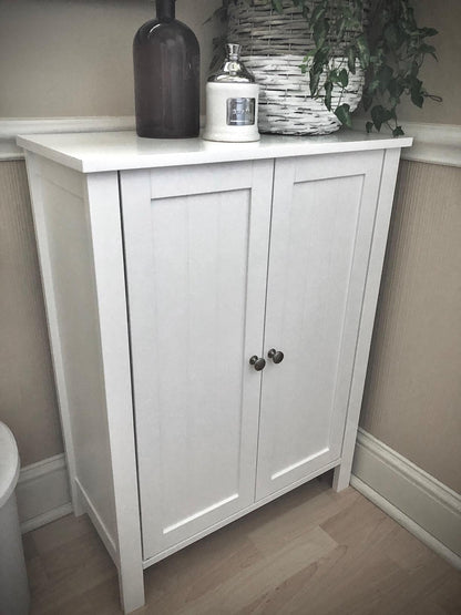 White Floor-standing Bathroom Storage Sideboard Cabinet - HWLEXTRA