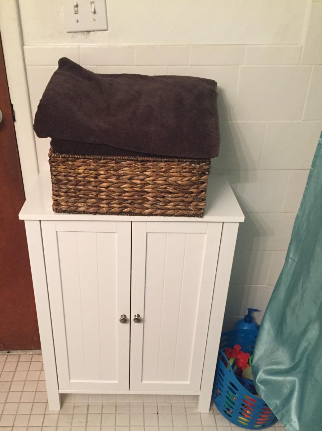 White Floor-standing Bathroom Storage Sideboard Cabinet - HWLEXTRA