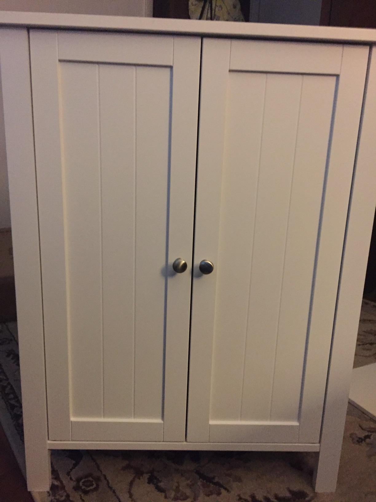 White Floor-standing Bathroom Storage Sideboard Cabinet - HWLEXTRA