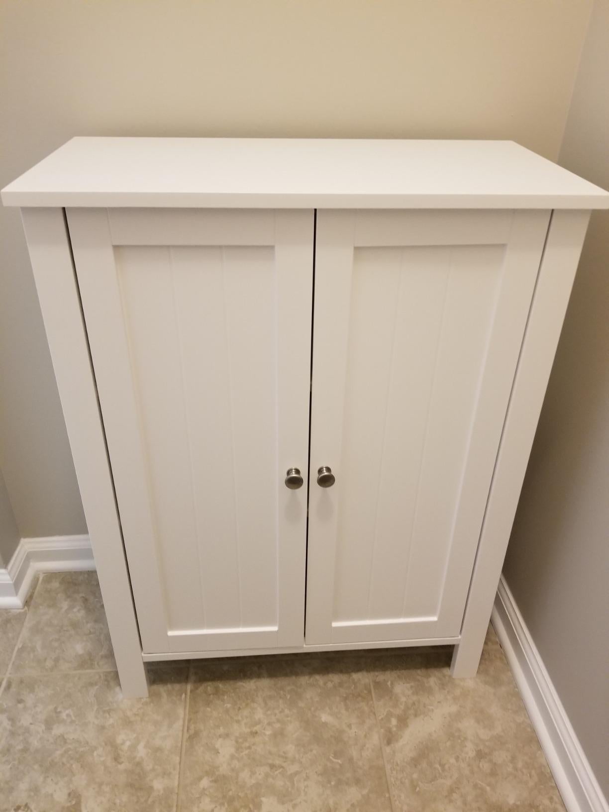 White Floor-standing Bathroom Storage Sideboard Cabinet - HWLEXTRA
