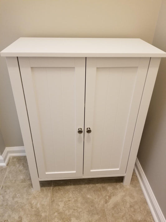 White Floor-standing Bathroom Storage Sideboard Cabinet - HWLEXTRA