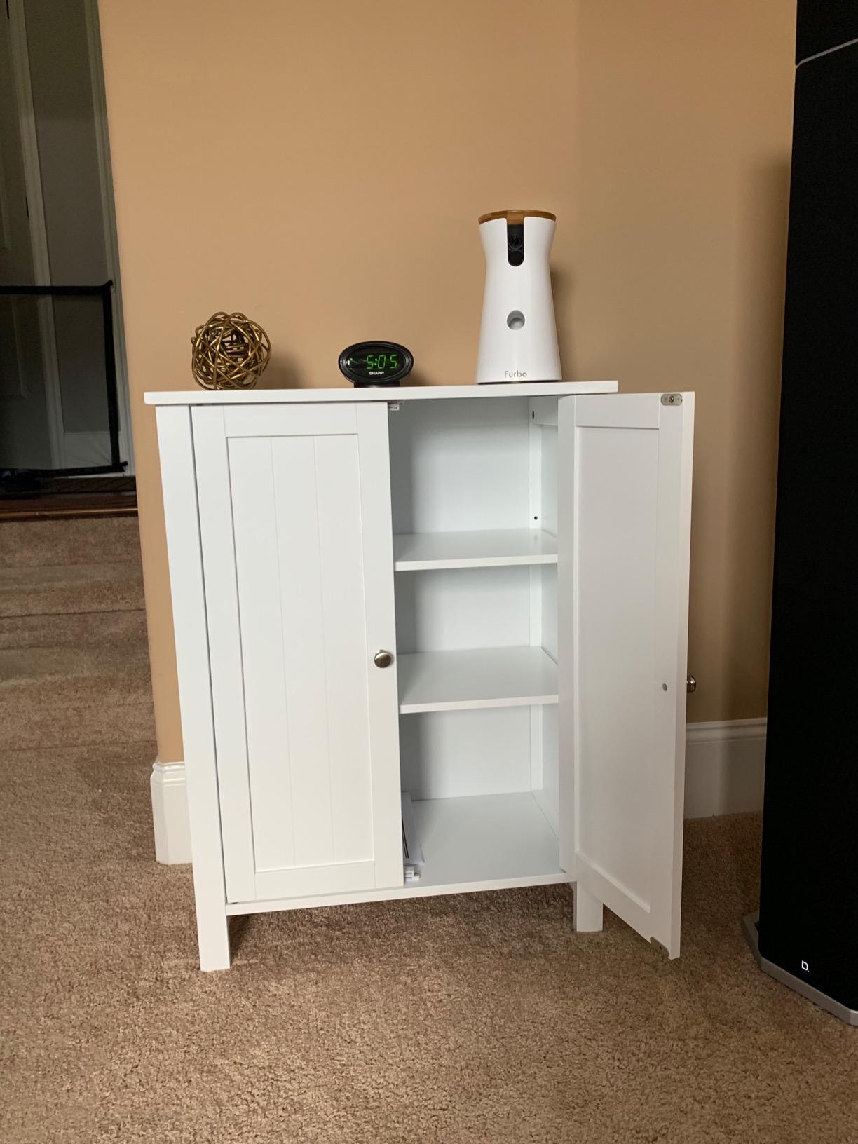 White Floor-standing Bathroom Storage Sideboard Cabinet - HWLEXTRA
