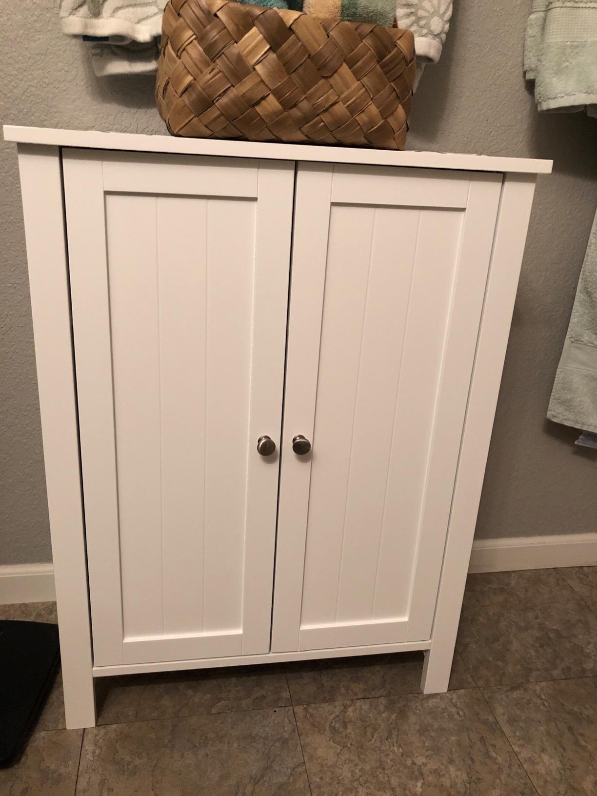 White Floor-standing Bathroom Storage Sideboard Cabinet - HWLEXTRA