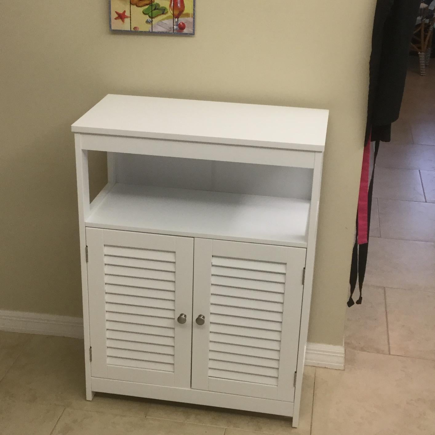 White Bathroom Cabinet with Shelf - HWLEXTRA