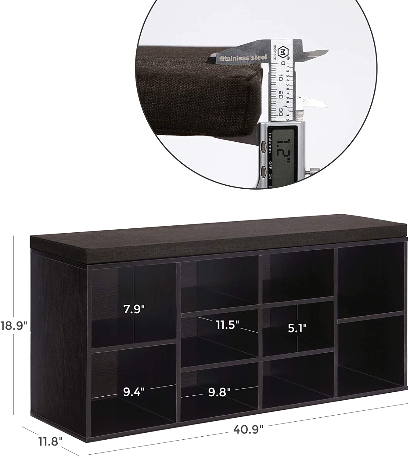 Cubbie Shoe Storage Bench with Cushion - HWLEXTRA