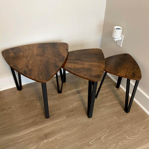 Set of 3 Staggered Nesting Coffee Tables Set - HWLEXTRA