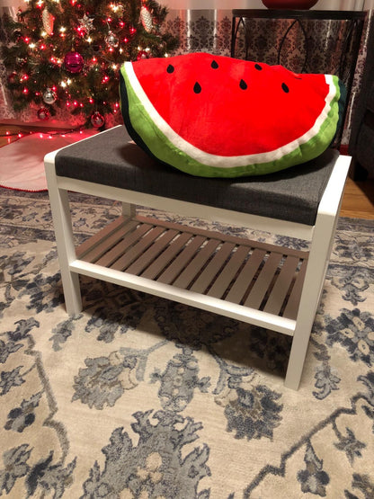 White Shoe Rack Bench with Padded Top - HWLEXTRA