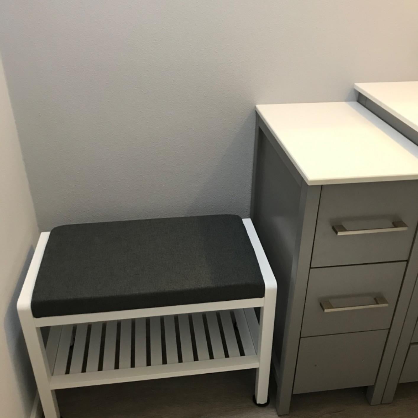 White Shoe Rack Bench with Padded Top - HWLEXTRA