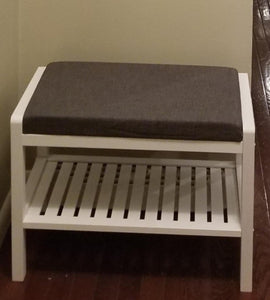 White Shoe Rack Bench with Padded Top - HWLEXTRA