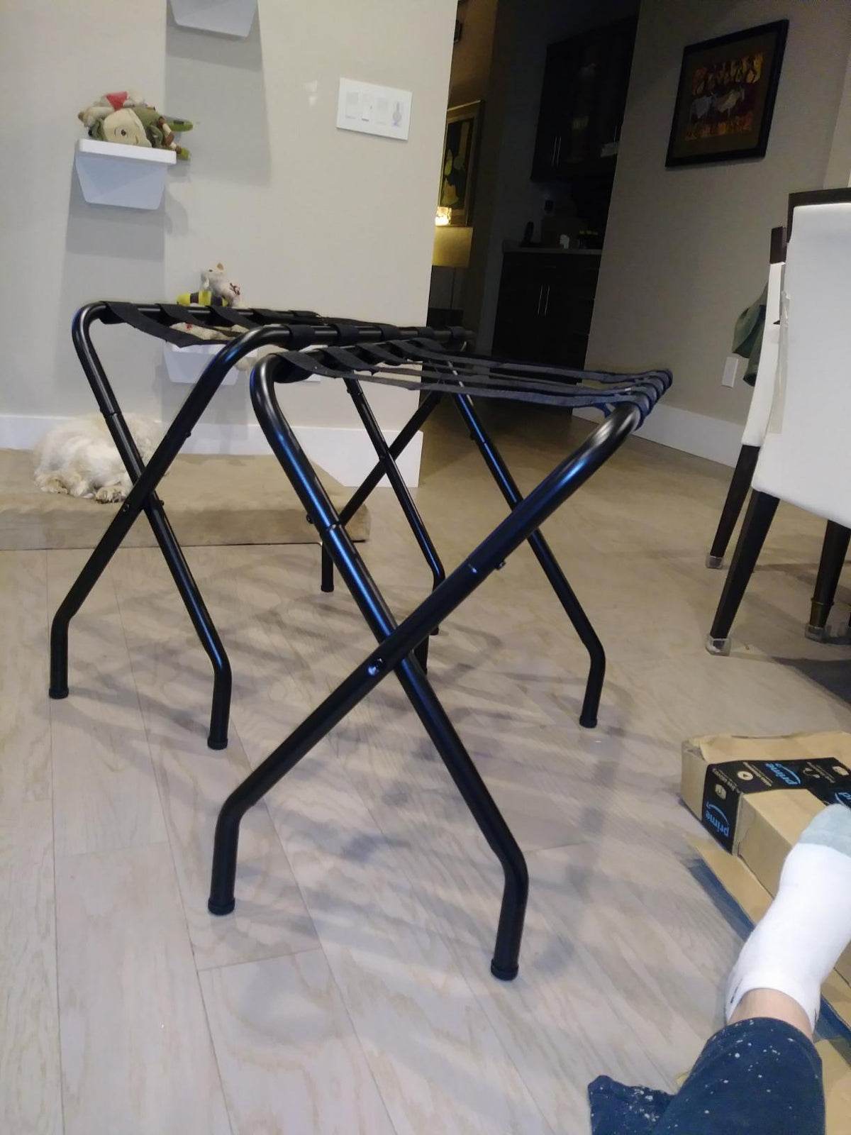 Pack of 2 Black Metal Folding Luggage Rack - HWLEXTRA