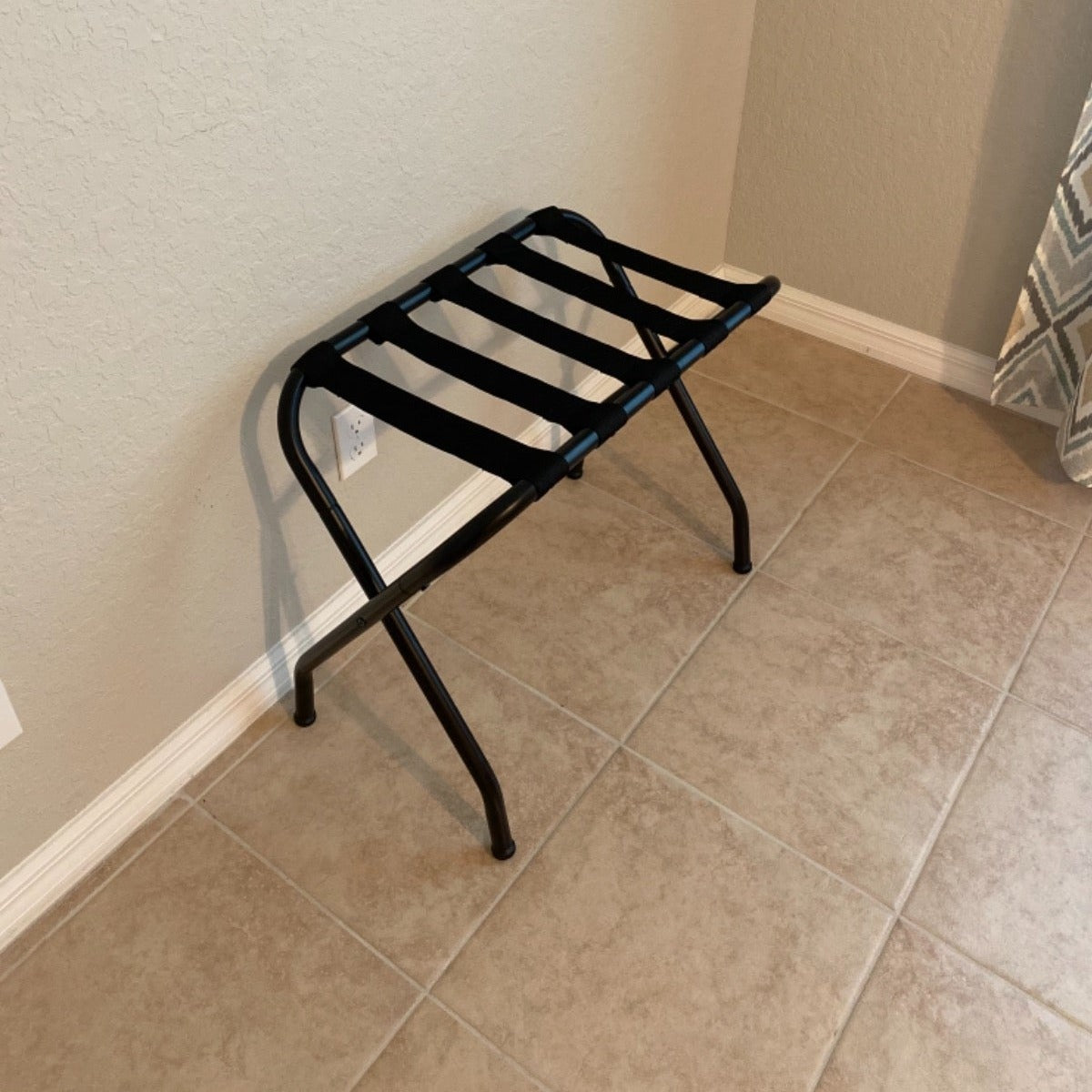 Pack of 2 Black Metal Folding Luggage Rack - HWLEXTRA