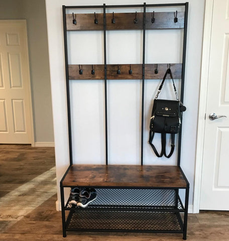 Industrial Brown Large Storage Coat Rack - HWLEXTRA