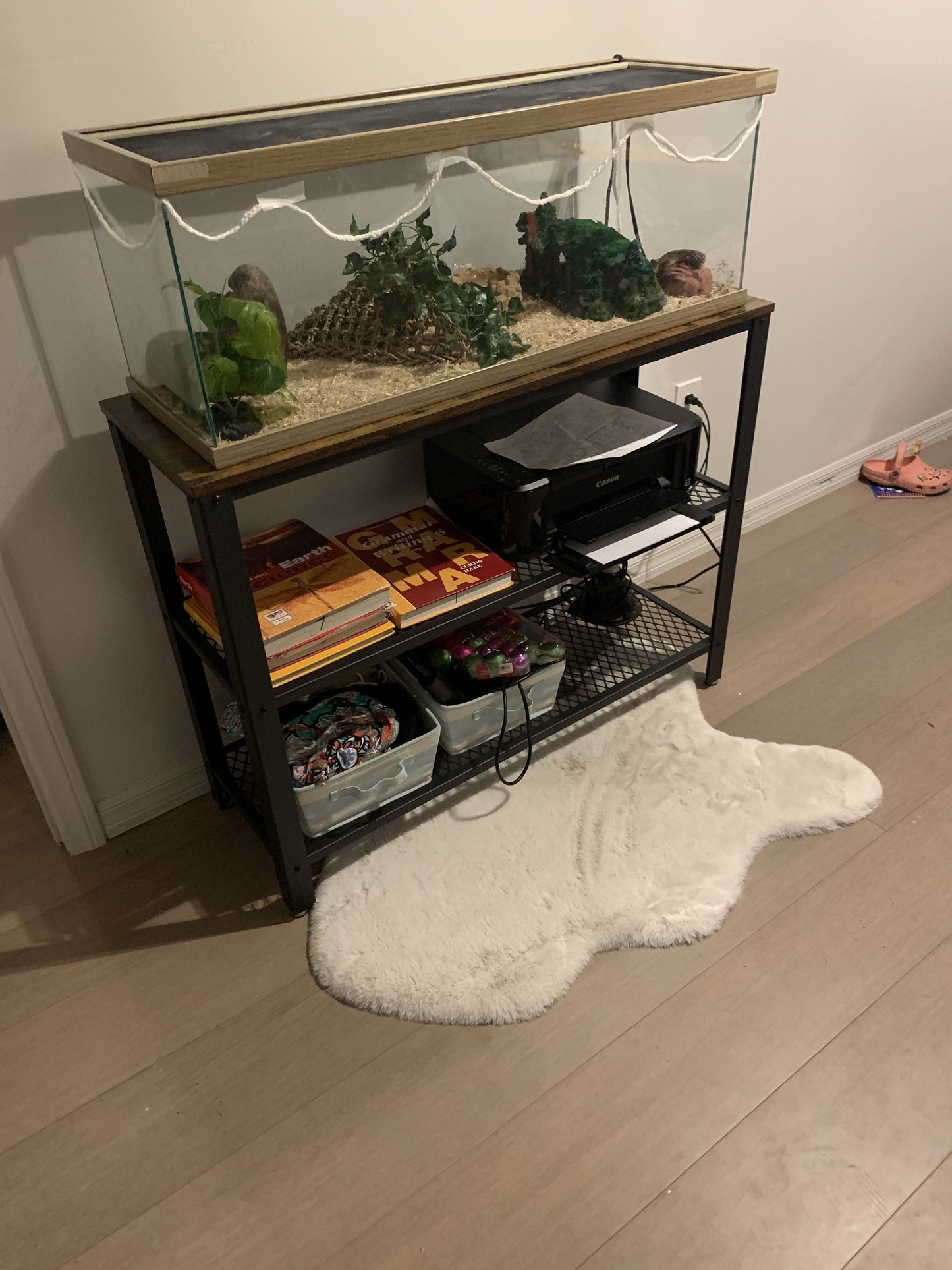 Industrial Rustic Brown Console Table with 2 Shelves - HWLEXTRA